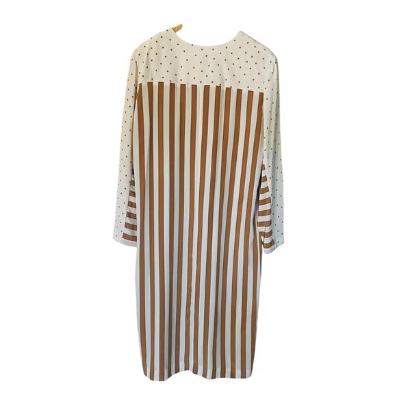 Melissa Lane Vintage Striped Polka Dot Midi Dress Size L Large Multicolor - Picture 2 of 6